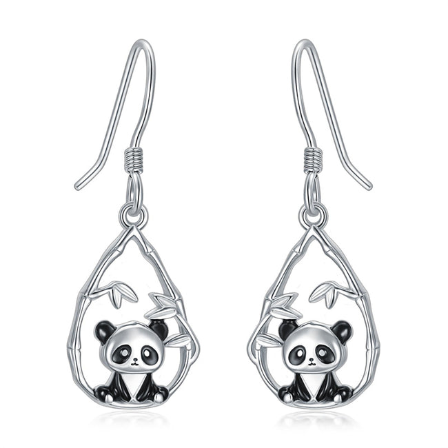 925 Sterling Silver Panda Earrings Dangle Earrings Animal Jewelry Gifts for Women Animal Lovers