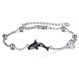 Sterling Silver Orca  Beaded Charm Adjustable Bracelets for Women Birthday Gift