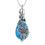 Sterling Silver Turquoise Drgonfly Butterfly Urn Necklace for Ashes