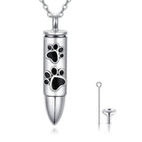 Pet Paw Bullet Cremation Jewelry for Ashes Sterling Silver Urn Necklaces for Ashes of Loved Ones Keepsake Memorial Gifts for Grandma Mother