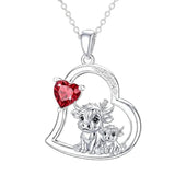 Sterling Silver Mother Daughter Two Hippo Two Elephant Two Horse Two Dachshund Two Cow Pendant Necklace
