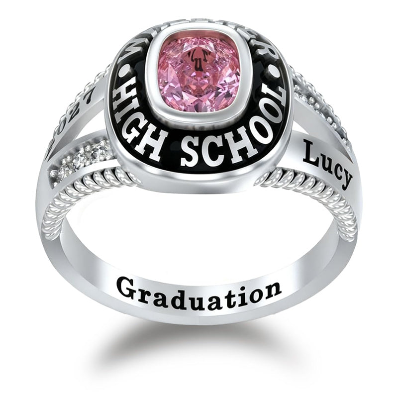 Sterling Silver Personalized Birthstone 2026 High School College Graduation Class Ring