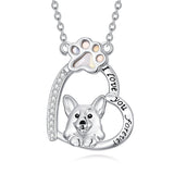 Sterling Silver Paw Print Poodle Corgi French Schnauzer Chihuahua Dachshund Golden Retriever Pug Pendant  Necklace