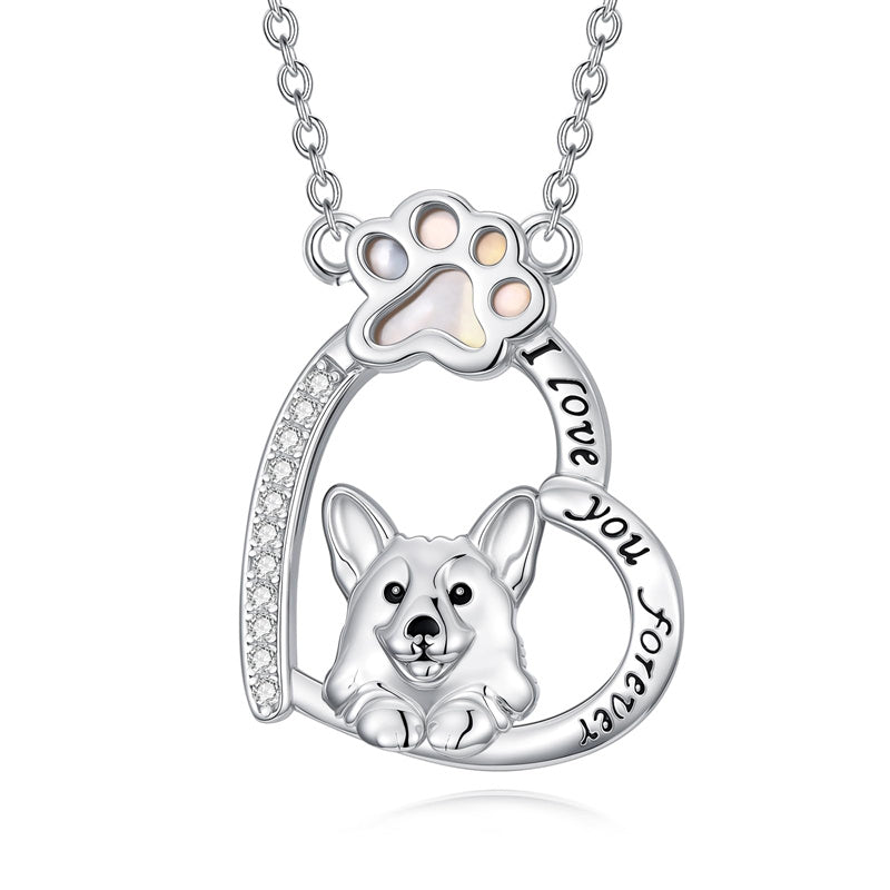 Sterling Silver Paw Print Poodle Corgi French Schnauzer Chihuahua Dachshund Golden Retriever Pug Pendant  Necklace