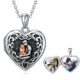 Sterling Silver Personalized Photo Abalone Shell Turquoise Malachite Father Daughter Pendant Necklace