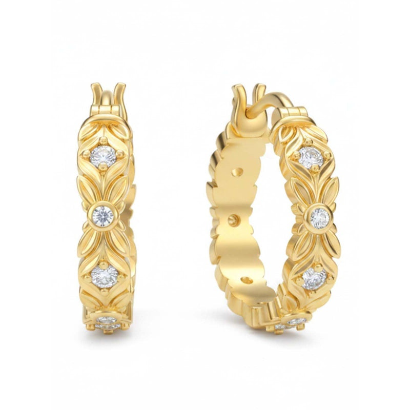 14K Gold Plated Hoop Earrings Jewelry Gift for Birthday Anniversary Mother's Day