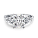 Sterling Silver 10K 14K 18K Gold  Personalized Engraved Moissanite Celtic Knot Wedding Engagement Ring