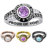 Copper Personalized Birthstone Engraved Graduation Rings for Her