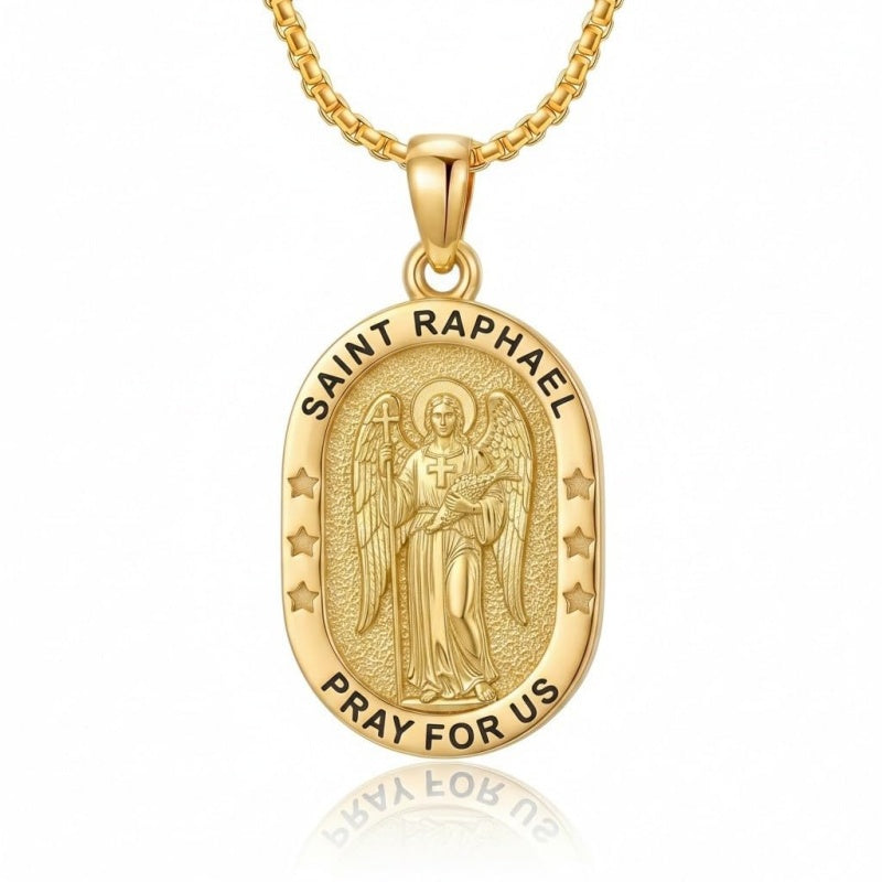 14K Gold  Plated Patron Saint Pendant Necklace Catholic Saints Religious Protective Jewelry Gift