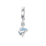 Sterling Silver Cubic Zirconia  Shark Belly Button Ring for Women