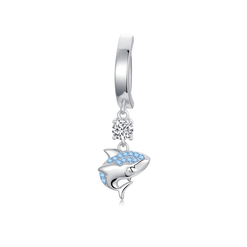 Sterling Silver Cubic Zirconia  Shark Belly Button Ring for Women