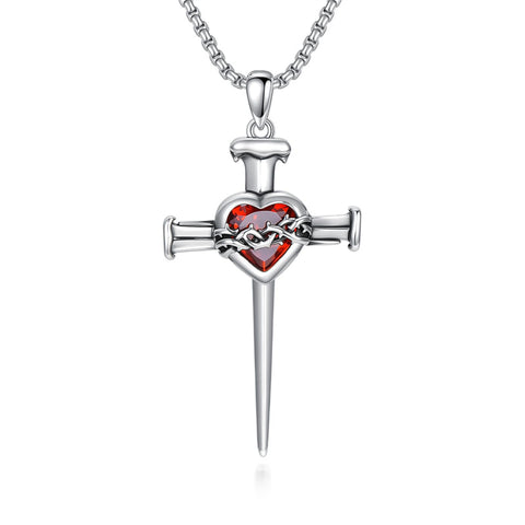 Sterling Silver Star Of David  Cross Pendant Necklace