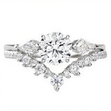 Sterling Silver 10K 14K 18K Gold 1CT-4CT Heart Round Teardrop Oval Moissanite Engagement Rings Set for Women