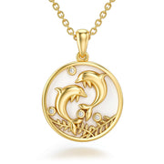 14K Solid Gold Dolphin Necklace Moissanite Necklaces for Women Dainty Pendant Necklace