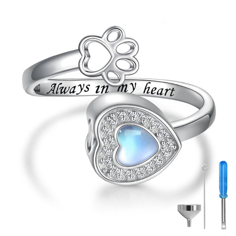 Heart Urn Ring for Ashes 925 Sterling Silver Heart Shape Hold Loved Ones Ashes Forever In My Heart Keepsake  Ash Memorial Keepsake Cremation Jewelry