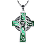14K Gold Plated Celtic Vikin Cross Pendant Necklace Irish Jewelry Religious Protective Gift