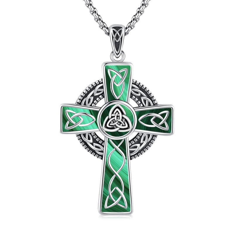 14K Gold Plated Celtic Vikin Cross Pendant Necklace Irish Jewelry Religious Protective Gift