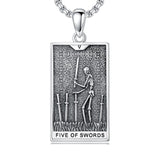 Sterling Silver Lovers Hierophant Magician Three of Swords Wheel of Fortune SkeletonTarot Card Pendant Necklace