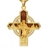 St Michael St Benedict  St Christopher Virgin MaryPendant Necklace 14K Gold Plated Christian Catholic Jewelry
