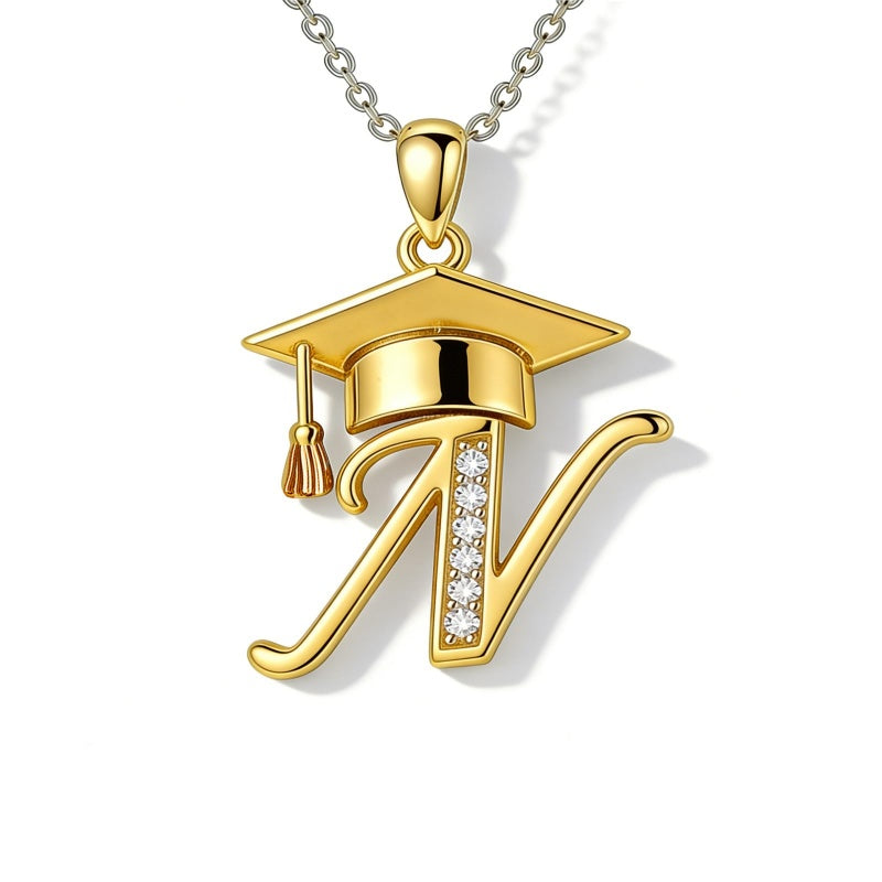 Initial  Graduation 14K Gold Plated Inspiring Grad Pendant Necklace Graduations Jewelry Gifts
