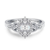Sterling Silver 10K 14K 18K Gold  Personalized Engraved Moissanite Celtic Knot Wedding Engagement Ring