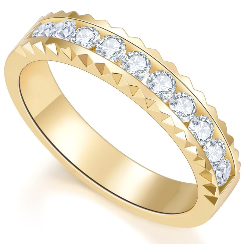 14K Gold Plated Moissanite or Lab-Grown Emerald Dainty Eternity Wedding Rings Birthday Jewelry for Her