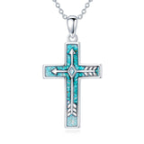 Sterling Silver Cross Pendant Necklace for Women Southwestern Cross Jewelry Gifts