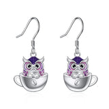 Drop Earrings for Women 925 Sterling Silver Teacup Dangle Earrings for Girls Cute Animal Earrings Animal Jewelry Gift