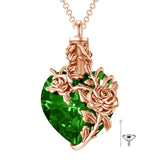 Sterling Silver Heart Crystal Rose Urn Necklaces for Ashes for Women