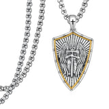 14K Gold Plated Masonic Cross Compass St Michael St Christopher Santa Muerte Star of David Pendant Necklace