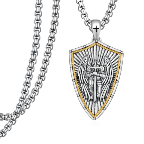 14K Gold Plated Masonic Cross Compass St Michael St Christopher Santa Muerte Star of David Pendant Necklace