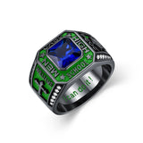 Sterling Silver Personalized Colorful Class High School  Graduation University College Ring for Men