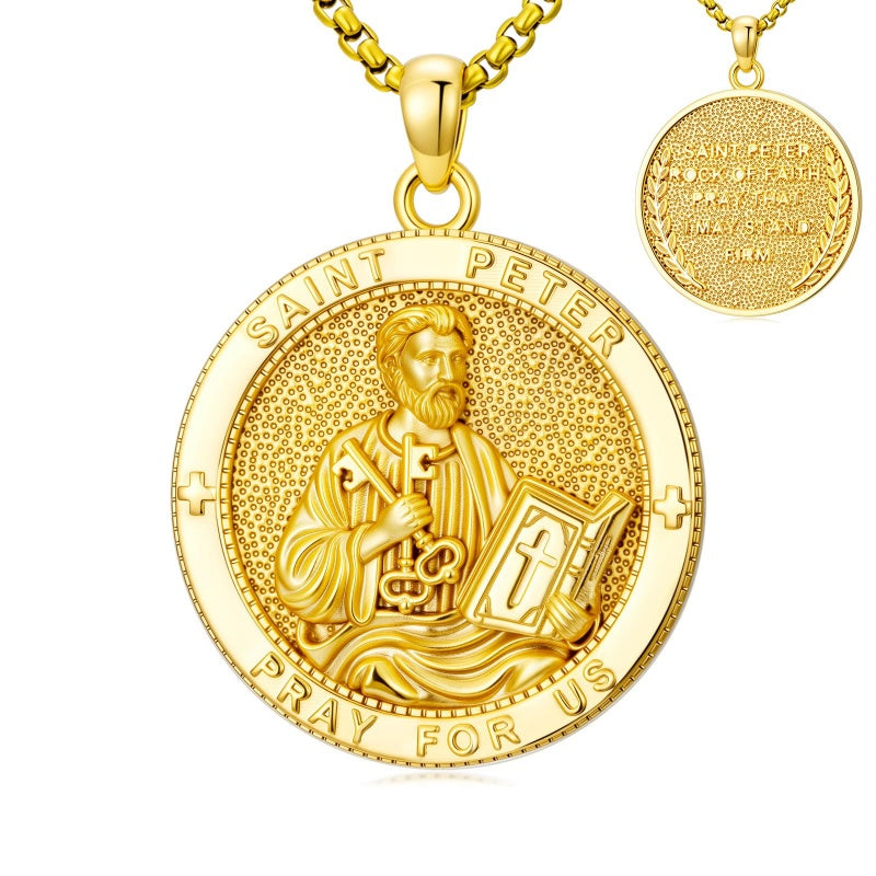 Patron Saint Medal Gold Plated Catholic Pendant Christian Religious Necklace Amulet Jewelry