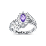 Sterling Silver 10K 14K 18K Gold Personalized Engraving Birthstone Class Ring for High School and College Graduates