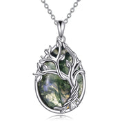 Moss Agate Tree of Life Necklace for Women 925 Sterling Silver Family Tree Pendant Jewelry Birthday Gifts