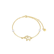 14k Gold Elephant Anklet for Women Real Gold Pearl Lucky Jewelry Anklet Bracelets Gifts for Sister/Wife/Girlfriend Present for Her