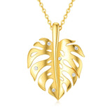 14k Monstera Heart Pendant Necklace