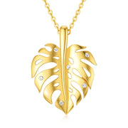 14k Monstera Heart Pendant Necklace