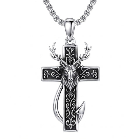 Sterling Silver Praying Hands Angel Sword Wing Cross Pendant Necklace Religious Gifts for Men
