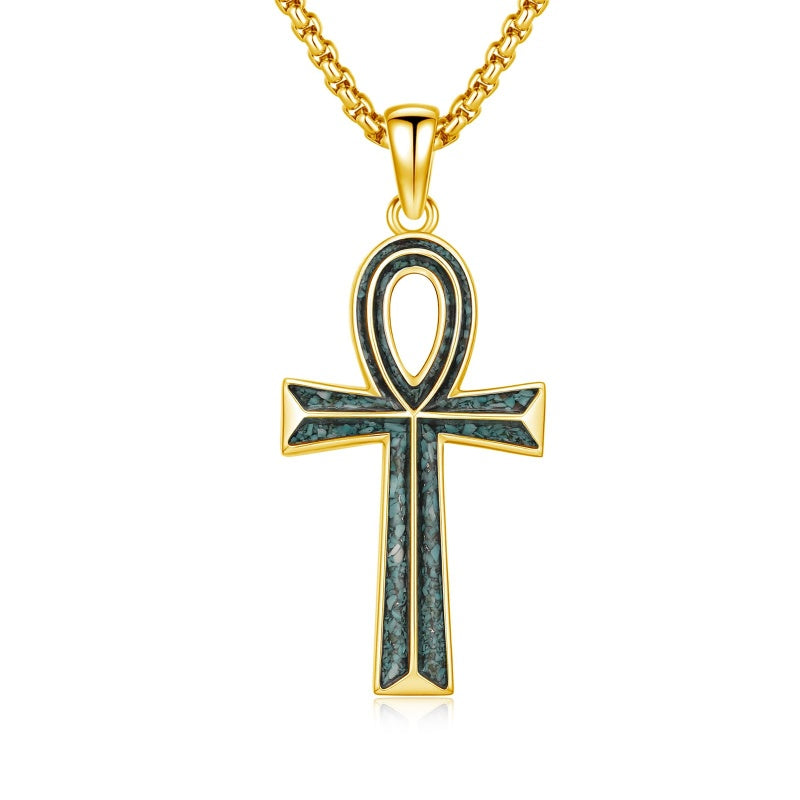 14K Gold Plated Cross Pendant Necklace Protection Jewelry Religious Gift
