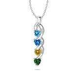 Copper Sterling Silver Personalized 1-6 Simulated Birthstones Mother's Name Heart Pendant Necklace