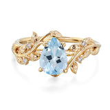 Sterling Silver 10K 14K 18K  Gold Pear Gemstone Vintage Engagement Wedding Promise Anniversary Ring