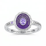 Sterling Silver Twisted Band Personalized  Birthstone Engraved  Class Ring for Women