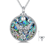 Sterling Silver Abalone Shell Bee Butterfly Dragonfly Urn Necklace for Ashes