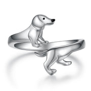 Sterling Silver  Dachshund Dog Adjustable Ring Gifts for Women Dog Lovers