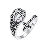 Sterling Silver Vintage Moonstone Turquoise Moss Agate Opal Tree of Life Spoon Rings