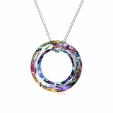 925 Sterling Silver Circle Necklace with Austrian Crystal, Jewelry for Women Teen Girls