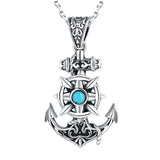 Sterling Silver Turquoise Anchor Pendant Necklace Graduation Gifts 2025