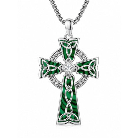 14K Gold Plated Celtic Vikin Cross Pendant Necklace Irish Jewelry Religious Protective Gift