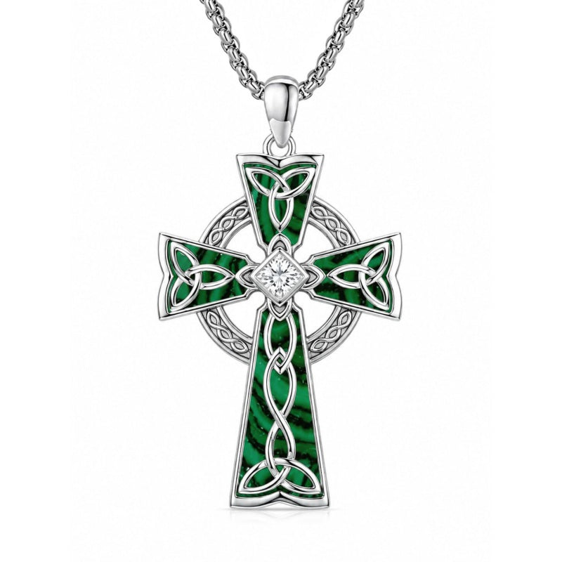 14K Gold Plated Celtic Vikin Cross Pendant Necklace Irish Jewelry Religious Protective Gift